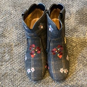 Embroidered Plaid Boot